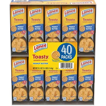Lance Toasty Peanut Butter Sandwich Crackers, 1.29 oz., 40 pk. Generic