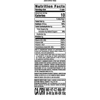Monster Energy Zero Ultra 16 fl. oz., 24 pk. Generic