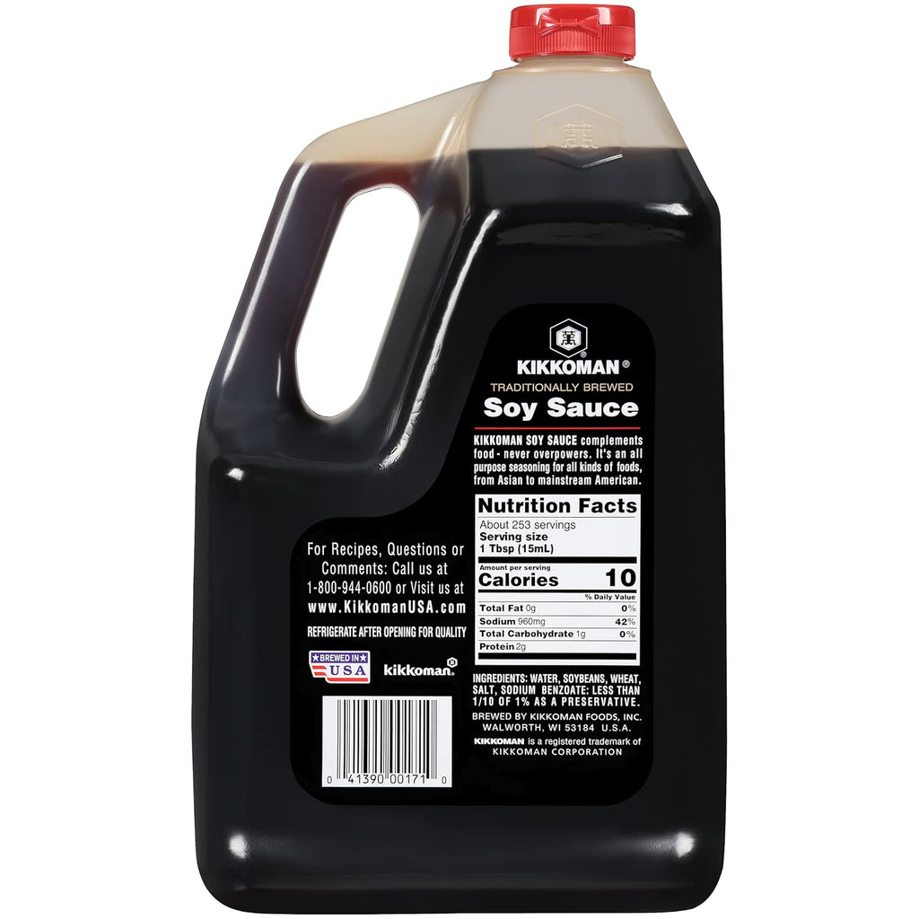 Kikkoman - Traditionally Brewed Soy Sauce, All Purpose Seasoning - 1 Gallon (Pack of 1) Generic