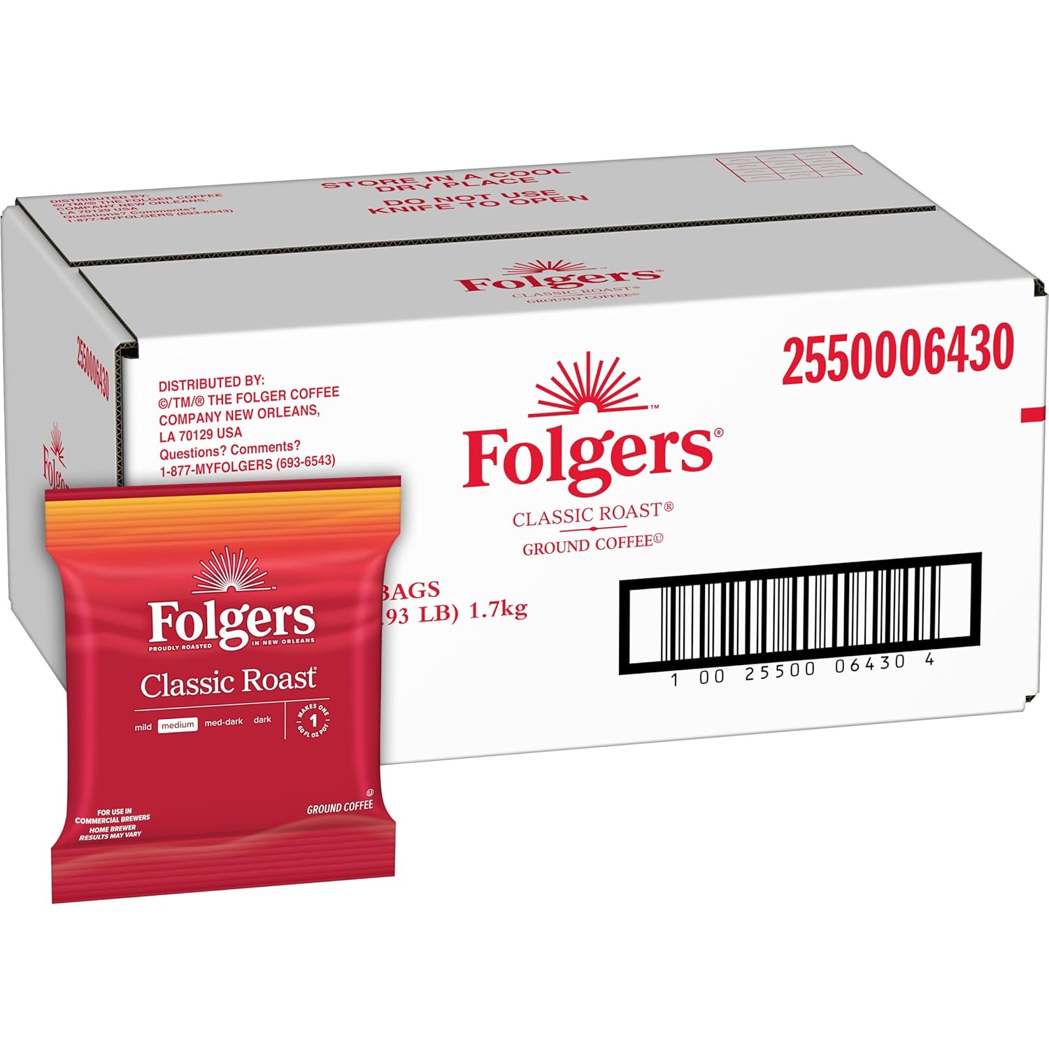 Folgers Classic Roast Medium Roast Ground Coffee, 42- 1.5 Ounce Fraction Packets, Frac Packs Generic