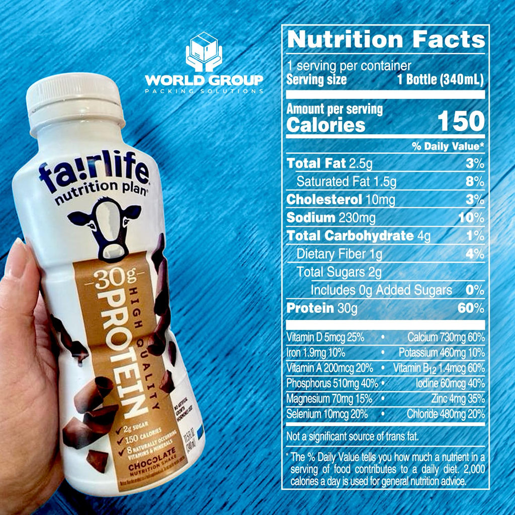 (Pack of 12) Fairlife Nutrition Plan, High Protein Chocolate Shakes 11.5 Fl.o.z | Fairlife Protein Shakes 30g of Protein by World Group Packing Solutions Generic