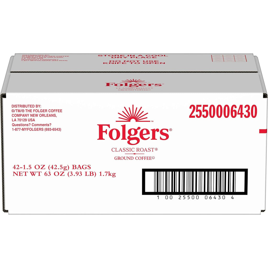 Folgers Classic Roast Medium Roast Ground Coffee, 42- 1.5 Ounce Fraction Packets, Frac Packs Generic